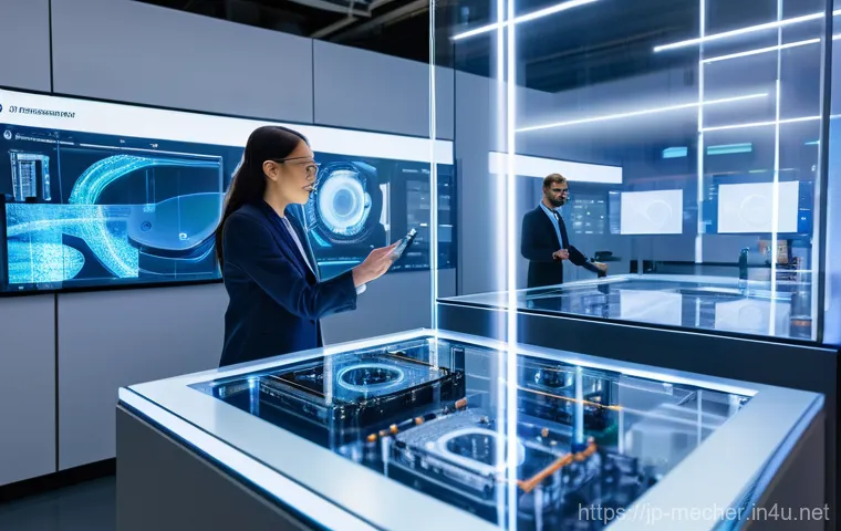 기계설계분야 자격증 시장 전망 - Image Prompt 1: The AI-Powered Smart Design Hub**