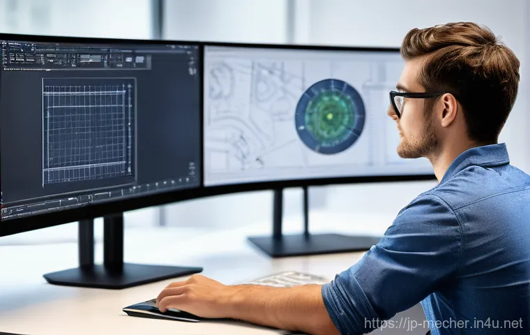 기계설계분야 신입사원 성공 비결 - A focused and enthusiastic young mechanical design engineer, wearing a smart casual shirt and trouse...