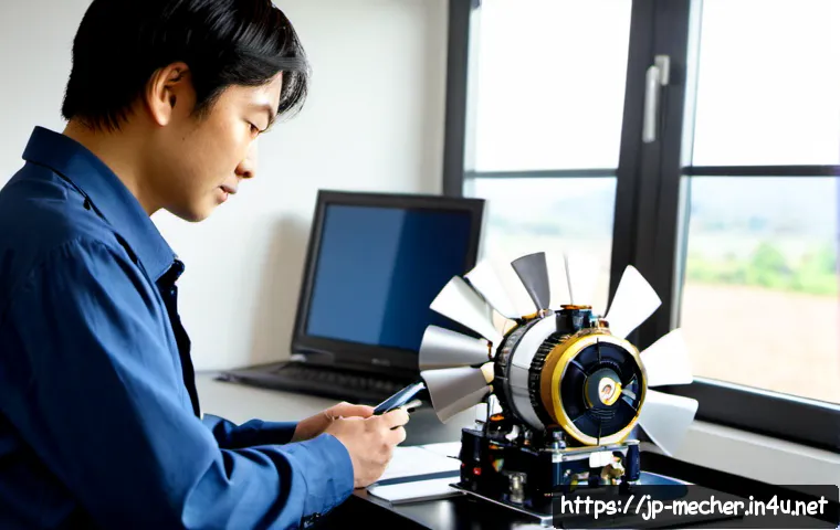 기계설계기사와 친환경 설계 기술 - Photorealistic mechanical design engineer in a clean Japanese-style engineering studio, examining a ...