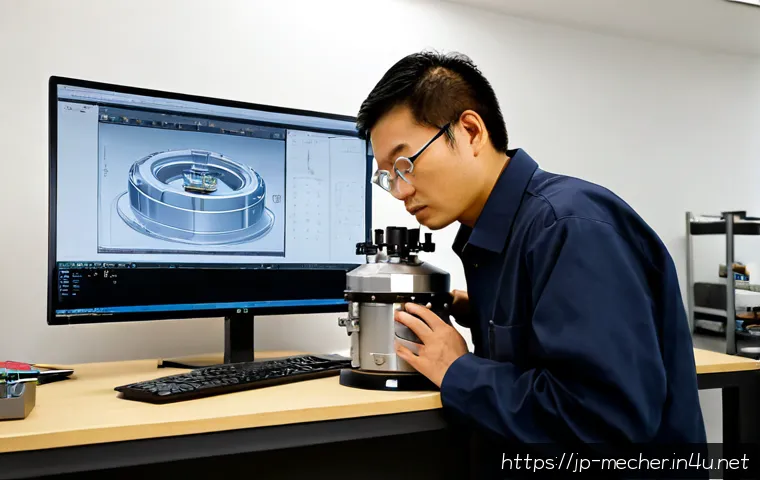 기계설계와 고온 고압 설비 설계 - Photorealistic mechanical engineer in a clean Japanese industrial design office, wearing safety glas...